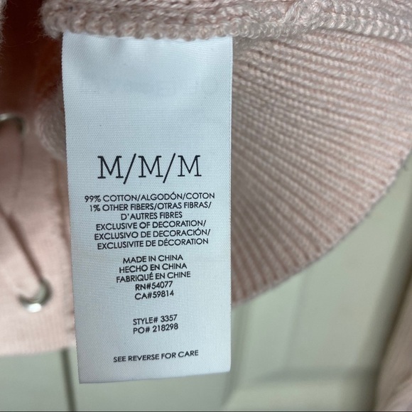 Cabi Eliza Pink Chunky Knit,m Faux Lace Up Back Button Front Cardigan Sweater - Picture 5 of 10